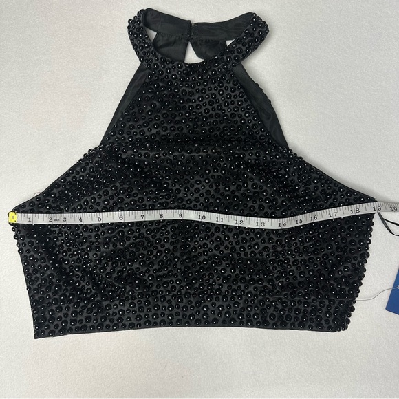 NWT Black Full Length Satin Beaded Two-Piece Formal Gown - Picture 15 of 16